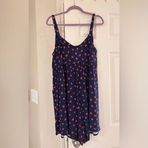 Navy Blue Strawberry Print Romper